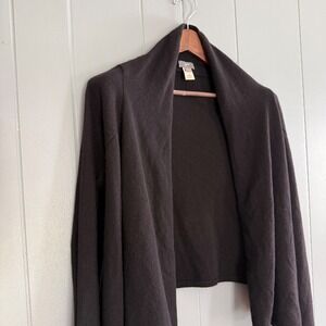 J Jill 100 Cashmere Black Open Front Drape Cardigan Sweater S CBK Aesthetic Chic